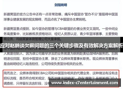 应对赵鹏谈欠薪问题的三个关键步骤及有效解决方案解析