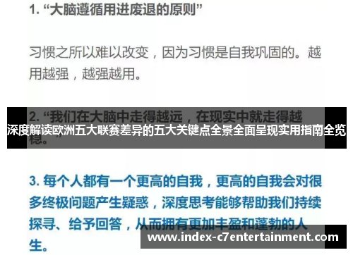 深度解读欧洲五大联赛差异的五大关键点全景全面呈现实用指南全览